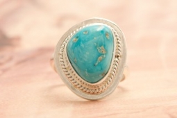 Genuine Battle Mountain Turquoise Sterling Silver Navajo Ring
